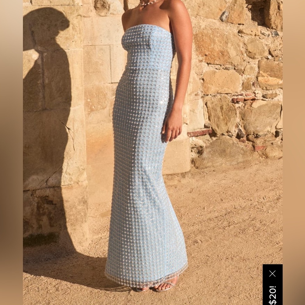 Lulus Strapless Blue Dress